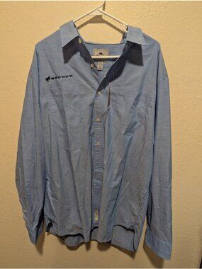 Roots 73 Bronco Ford Mens 2XL Button Down Blue New Long Sleeve Embroidered